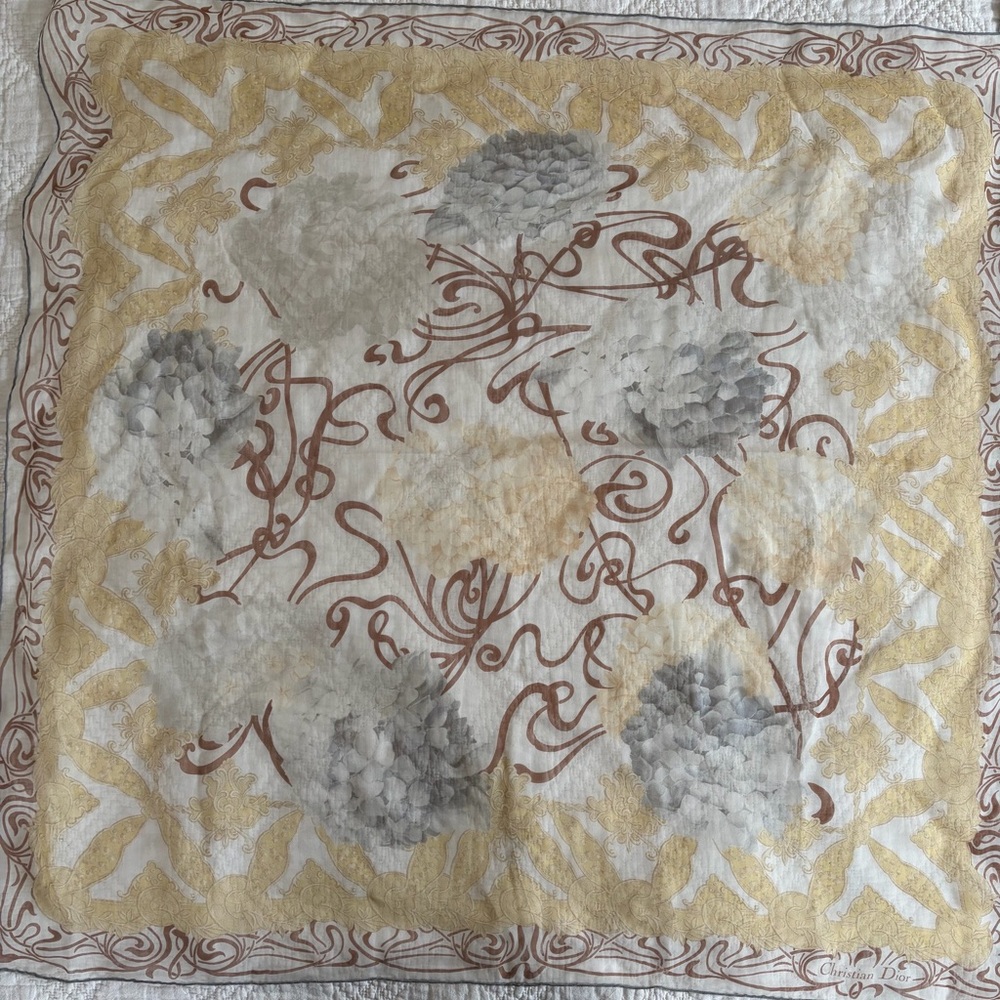 Christian Dior by John Galliano 1990’s hydrangea print silk twill scarf